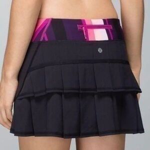 Lululemon Pace Rival Mid-Rise Chic Black and Pink Skirt W/ Built In Shorts